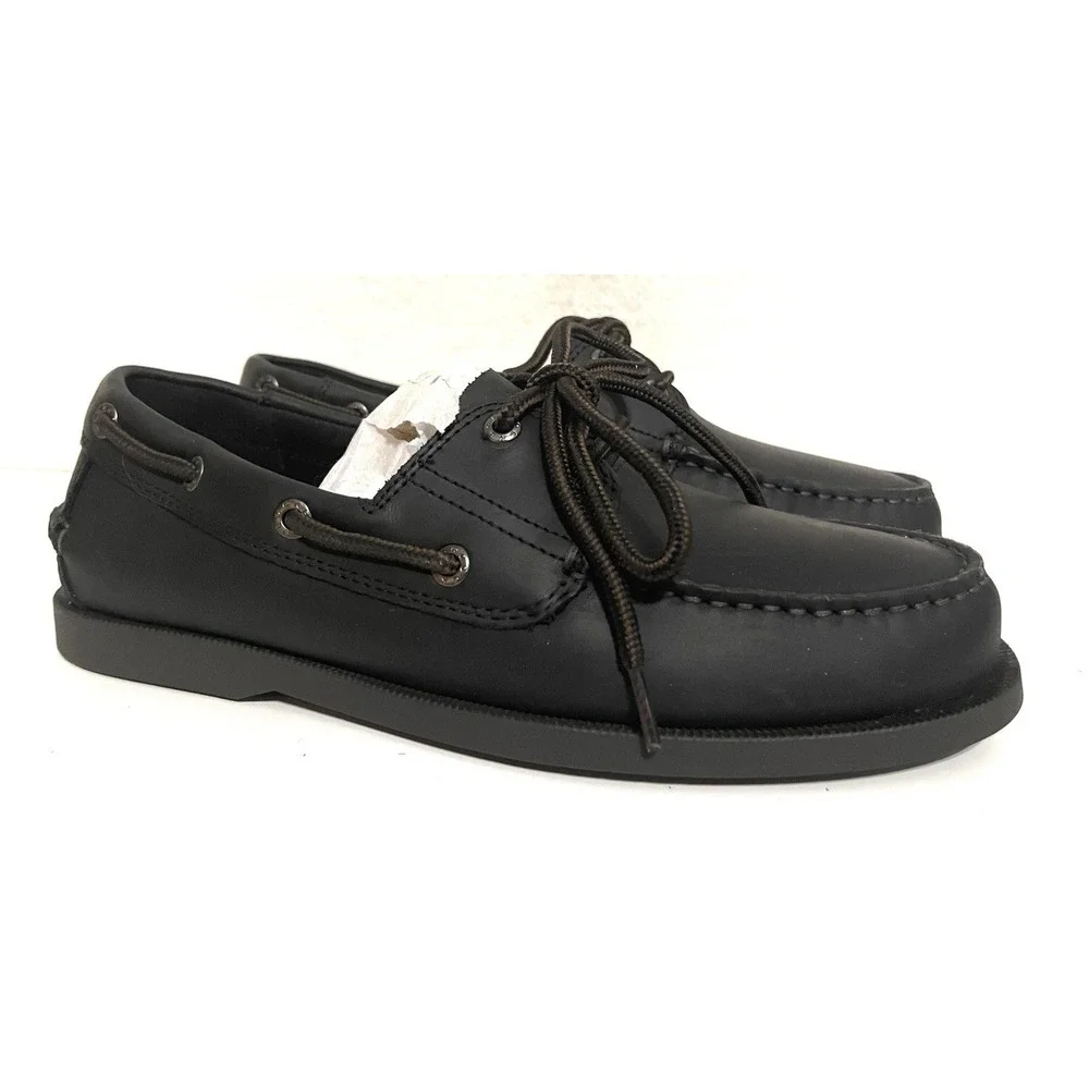 Dockers Mens Black Vargas Genuine Leather Casual Classic Rubber Sole Boat Shoe 7